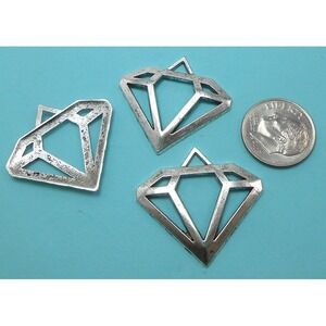 4pcs Large Diamond Charms‎ Silver Tone